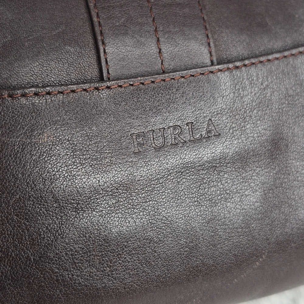 Furla Chocolate Brown Leather Shoulder Handbag